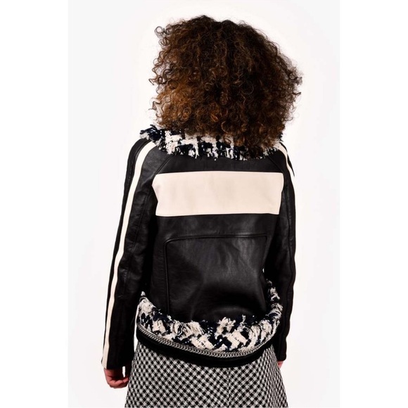 Alexander Wang Oversized Leather & Tweed Hybrid Jacket Size S - Picture 5 of 16